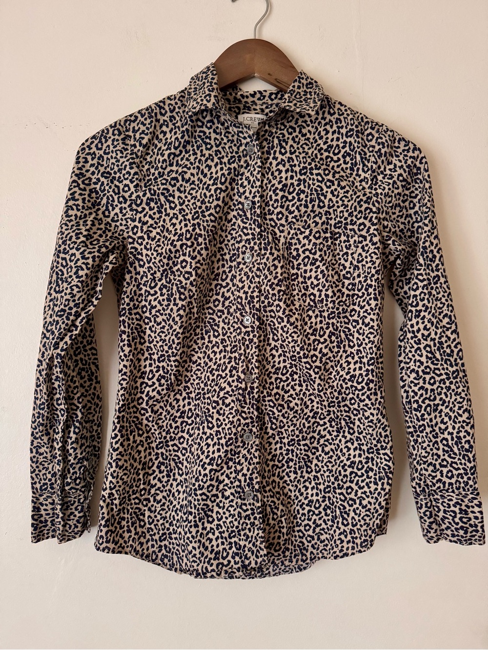 J. Crew Leopard Print Button-Up Shirt in Tan and Black - Size XXS